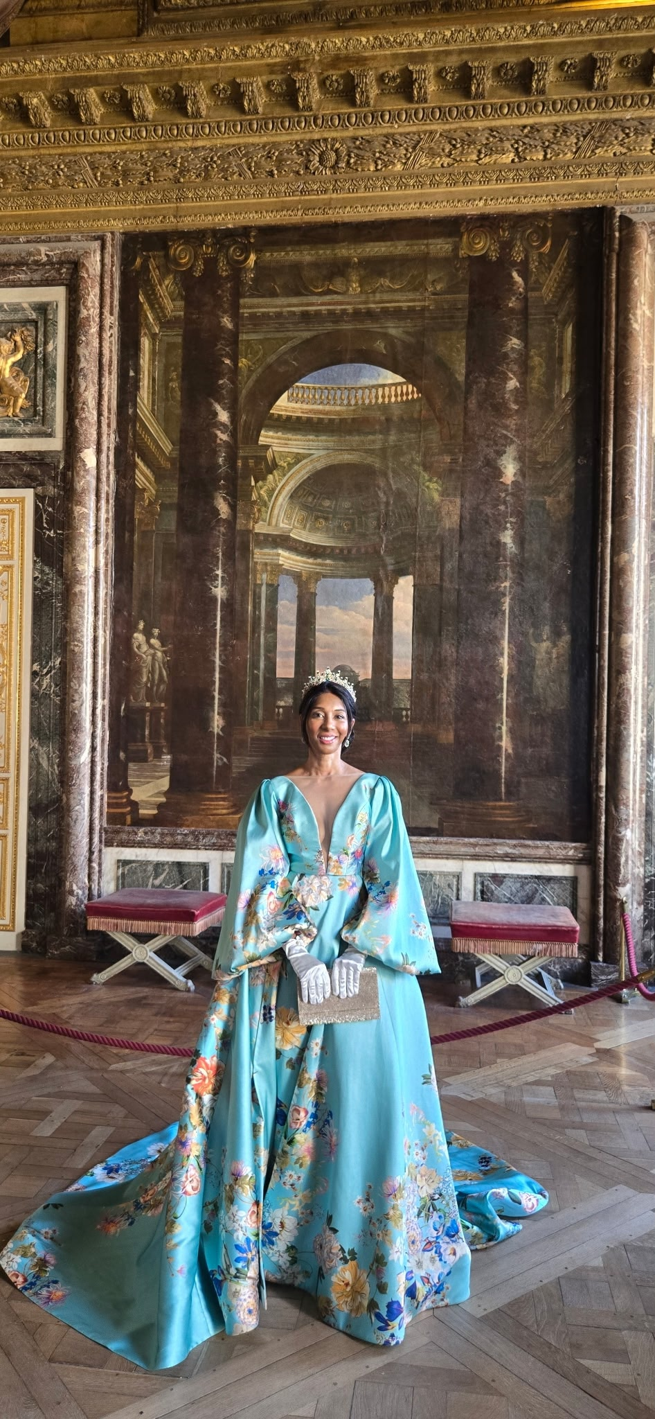 Dr. Sharda Harvey at the Royal Versailles Ball portrait setting